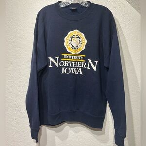 Vintage University of Northern Iowa UNI Navy Yellow Sweatshirt Jansport Size XL
